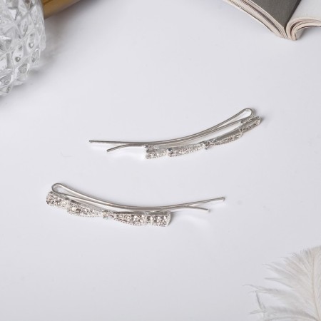 Invisibility for hair "Magic shine" (set 2 pcs) bow, 5.5 cm, silver-1