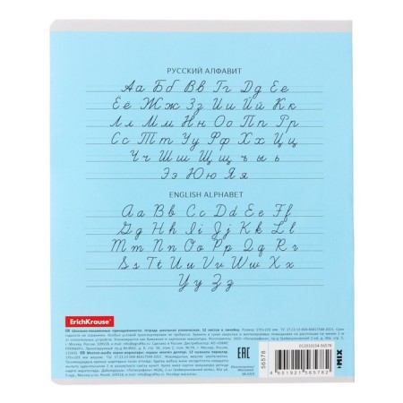 Notebook of 12 sheets in the Erichkrause "Classic", cover coated cardboard, offset block 100% white, mix-7