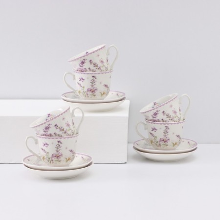 Tea service ceramic "Provence", 12 items: 6 cups 200 ml, 6 saucer d = 13.5 cm