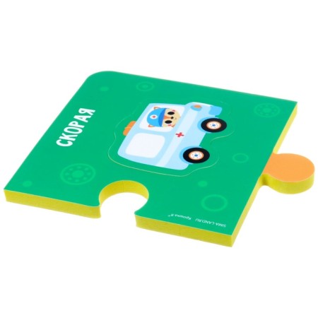 Soft puzzle for kids "Funny transport", 16 parts, crumb I-11