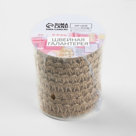 Weekes decorative canvas "Sig-zag", 12 mm, 10 ± 0.5 m, beige color-3