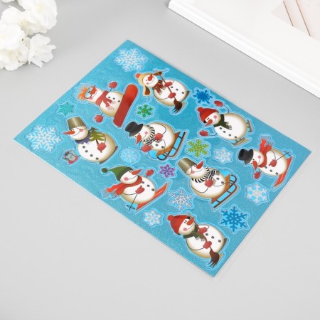 Plastic sticker "Active snowman" 24.5x19.5 cm-1
