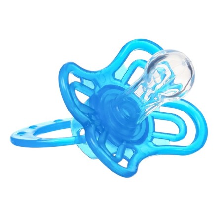 Nipple set - a dummy with a holder, SL, CL +6 months, with a cap "Butterfly", Blue-4