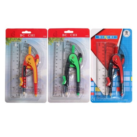 Circular plastic 145 mm with a pencil, a ruler 15 cm, transport, mix-2