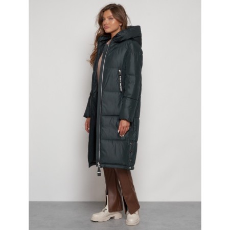 Coat insulated winter female, size 46, dark green color-14