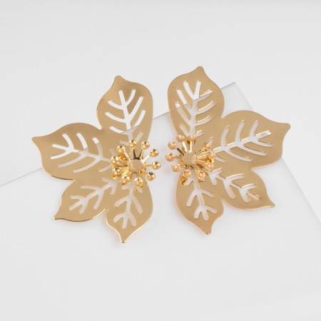 Earrings Metal "Style" sheet, maple, color gold-1