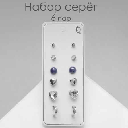 Pusets 6 pairs "Romance" hearts and circles, color