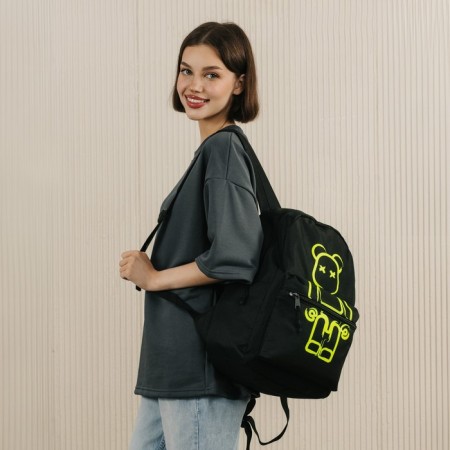 Backpack school youth Teddy, 29x12x37, lightning department, n/pocket, black-10