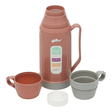 Thermos 1 l, with a glass flask, retains heat 12 hours, with a mug, beige-2