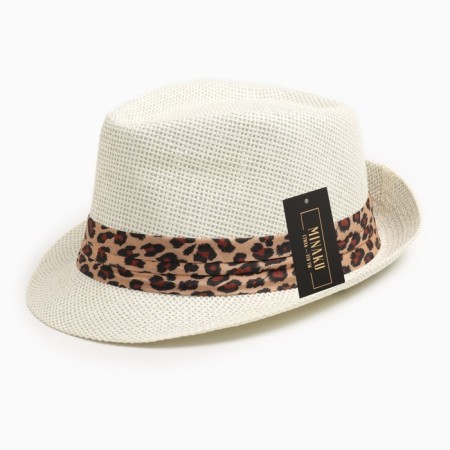 Women's hat Minaku "Leopard", size 56-58, color Ecrew-4