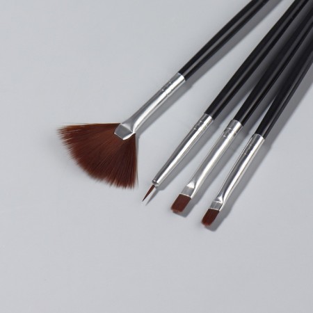 A set of brushes for building and design of nails, 4 pcs, 18.5 cm, black color-3