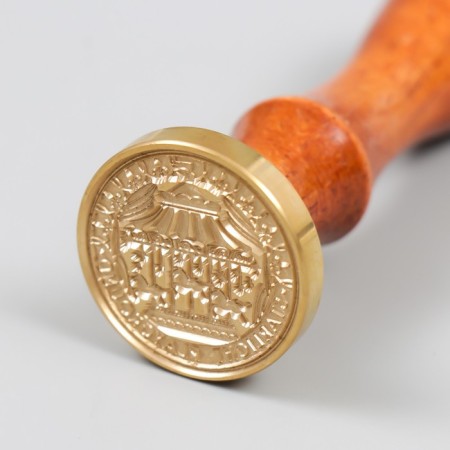 Printing for wax with a wooden handle "Carousel" 3x3 cm-3
