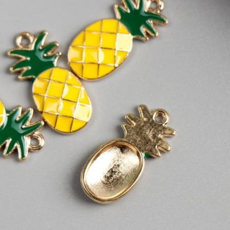 Decor for creativity metal, enamel "pineapp" gold 1.4x1.2 cm-2