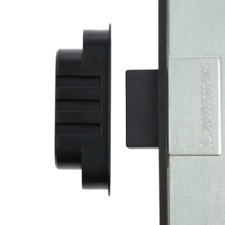 The latch is flattened magnetic, under the Lockland ZLK4BL cylinder, black color is black-4