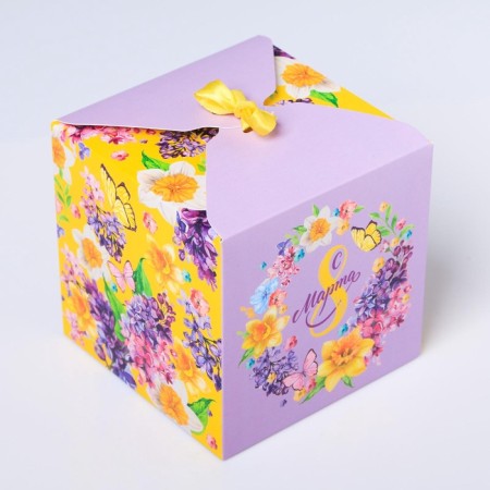 Gift folding box, packaging, “from March 8”, 12 x 12 x 12 cm-4