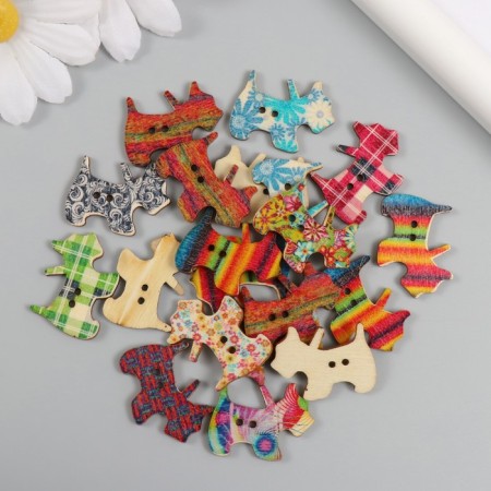 Buttons wood for creativity 2 punctures "terrier" set of 20 pcs 2.8x2 cm