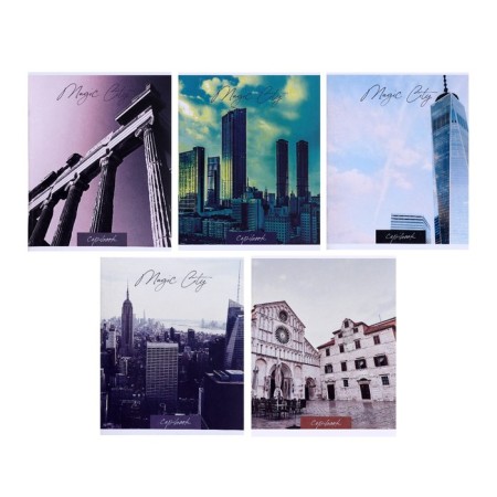 Notebook of 48 sheets in the Calligrata cage "City", covered cardboard, block No. 2, whiteness 75% (gray sheets), mix