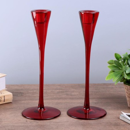 Glass "Narrow glass" Red set 2 pcs 28.5x10.5x10.5 cm-1