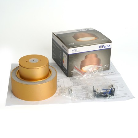 Ceiling light Feron HL367, IP44, GX53, 12 W, 110x110x75 mm, color gold-10