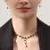 Set 2 objects: earrings, a necklace "elite" classics, white-green color in silver, 30 cm