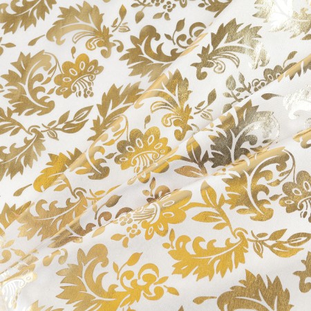 Loskot for needlework, atlas, gold pattern on white, 50 × 75 cm-2