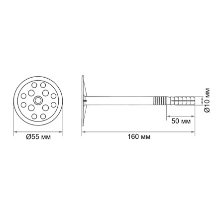 Dowel "bison", for insulating materials, with a metal nail, 10x160 mm, 100 pcs-6