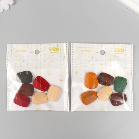 Bead for creativity, wood "Rectangle of irregular shape with faces" mix 2.6x2 cm-3