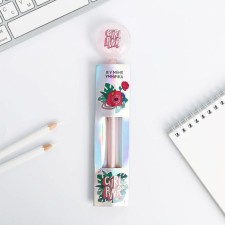 Ручка прикол шариковая синяя паста шиммер GRL