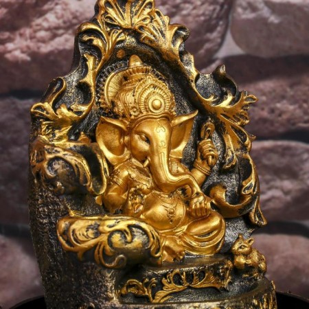 The desktop fountain from the network, the backlight "Golden Ganesh on the openwork throne" 28x20.5x20.5 cm-5