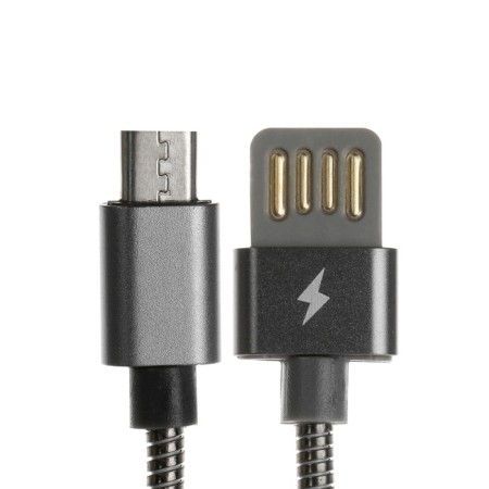 MicroUSB cable - usb, 2.1 a, metal braid, 1 meter, black-1