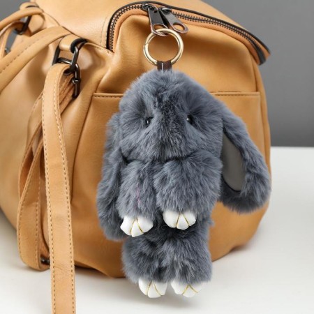 Fluffy on the ring "dark gray rabbit" 17x10x7 cm
