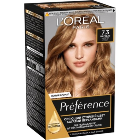 Hair dye l’Oreal preference, tone 7.3 Florida, golden blond