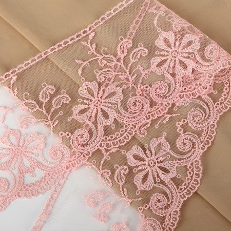 Lace on a grid, 110 mm × 11 ± 1 m, pale pink color-1