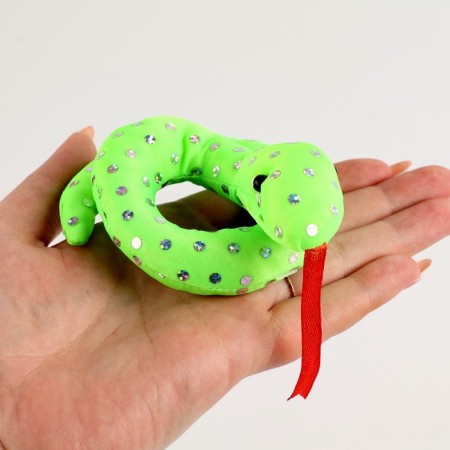 Soft toy "Snake" shiny, 11 cm, green color-7