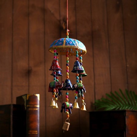 Interior suspension with bells "Elephants" 15x15x34 cm mix