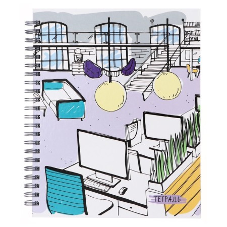 A notebook of 96 sheets in a cage on the crest "Office", a solid cover, glossy lamination, mix-4