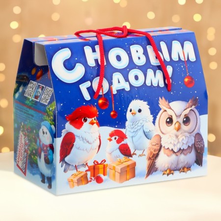 New Year. Gift box New Year's Case "Choir" from the rope. handles with animation 20.5*12*18cm.