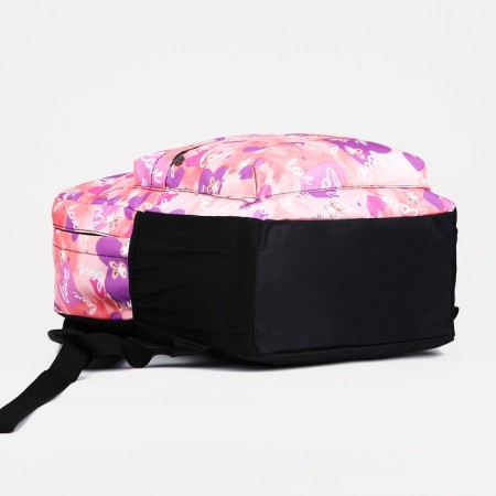 A backpack with a zipper, 3 outer pockets, pink color-4