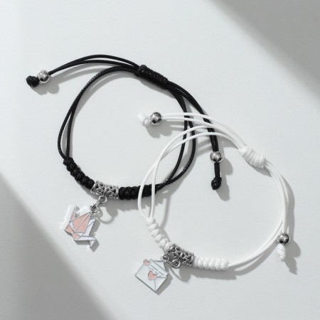 Bracelets "Demetrons" Origami and a letter, black and white color, 7 cm-2
