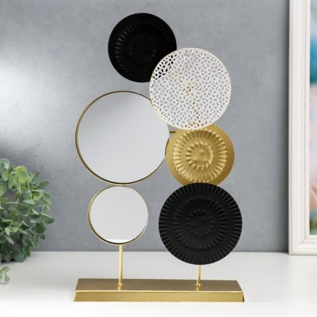 Souvenir metal with a mirror "circles" gold with black 37x8x22 cm