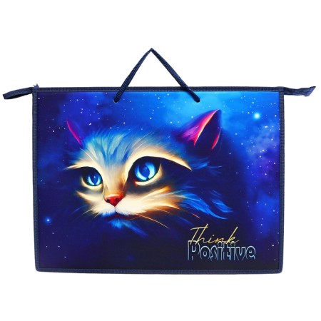 A3 folder with handles plastic/lightning textiles from above 50 mm 470*345 pr 3-20 "Cat Magic" 72691