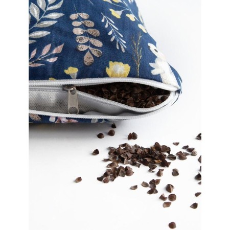 Pillow orthopedic roller with buckwheat luster, size 20x50 cm, print bunnies, blue color-8
