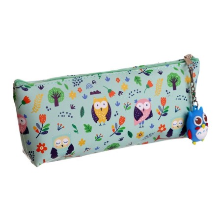 School pencil case with a zipper, with a suspension, "owl", mix-1