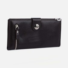 Male purse on a magnet, department for bills, for maps, for coins, dark brown color