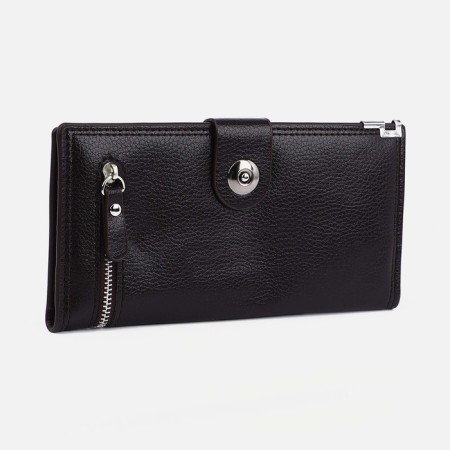 Male purse on a magnet, department for bills, for maps, for coins, dark brown color