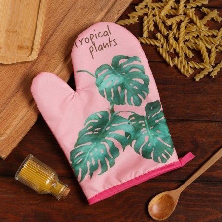 Mitten Dolyana "Tropical" color pink 26x16 cm, 100% p/e