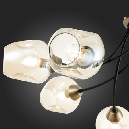 Ceiling EVOLUCE lamp. Sle205302-06. Besano. 6x40 watts, E14, 70x70x32 cm, bronze color, black-5