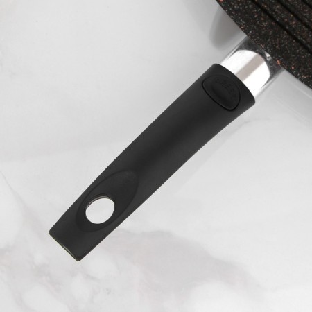 Square Square Granit Ultra, 28 × 28 cm, removable handle, glass cover, anti-stick coating, black color black-3