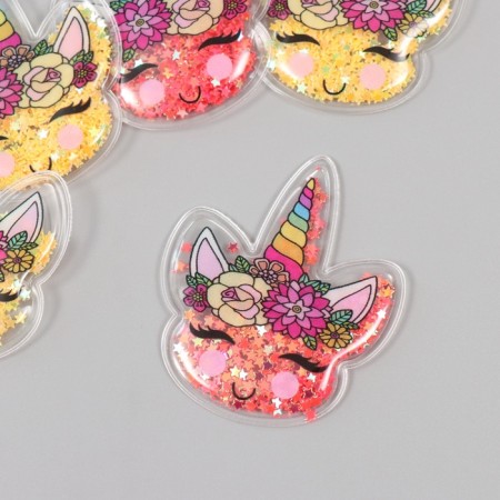 Shaker for the creativity of PVC "Unicorn with flowers" with glitter mix 6x5.2 cm-1