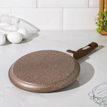 Pancake pan “granite Brown”, D = 22 cm, plastic handle, anti -stick coating, brown color-1